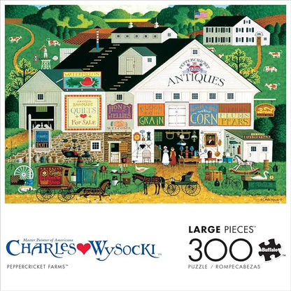 Buffalo Games – Peppercricket Farms - Charles Wysocki - 300 Oversized Piece Jigsaw Puzzle  Large, Oversized Shapes - Great for Adults, Seniors, Family, Kids, Easy to Grip
