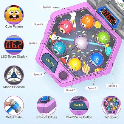 ANNKIE Whack Hammer Mole Game, Toys for 3 4 5 6+ Year Old Boys Girls, Pounding Toys for Age 3-5, Birthday Gifts for 3-12 Year Old Boys Girls, Interactive Educational Toy with 3 Modes,1-3 Players