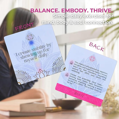 Aura Chakra Affirmations & Ritual Deck: 57 Daily Mindfulness & Meditation Activity Cards | Balance Mind, Body & Spirit | Wellness Self-Care Gift for Women - Stand and Pouch