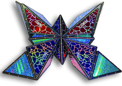 TOSY Magnet Pyramid Stone - 1 Cube Transforms into 1 Billion Shapes, 14 pcs (12 Puzzle pcs and 2 Accessories), 243 Rare Earth Magnets, Holographic Design Magnet Tiles Creative Puzzle STEM Toy, 2-Pack