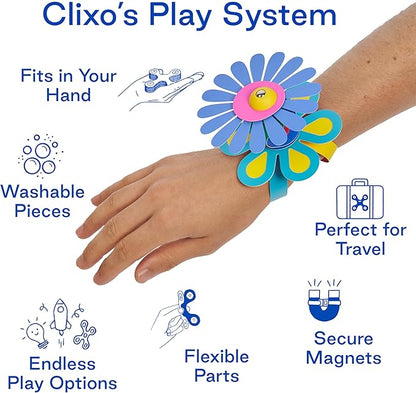 Clixo Rainbow Max 54 Piece Pack - Flexible, Durable, Imagination-Boosting Magnetic Building Toy- Modern, Modular Designs for Hours of STEM Play. A Multi-Sensory Magnet Toy, Travel Friendly. Ages 4-99