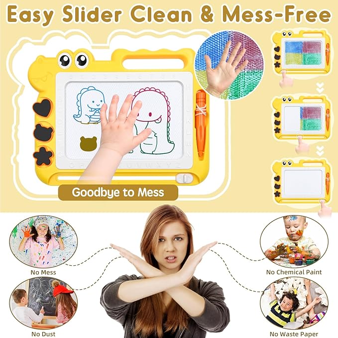 AiTuiTui Magnetic Drawing Board Toddler Toys Gift for Girls Boys, Color Sketch Writing Scribble Doodle Pad Travel Games, Educational Learning Kids Toys for Toddlers Birthday (Yellow)