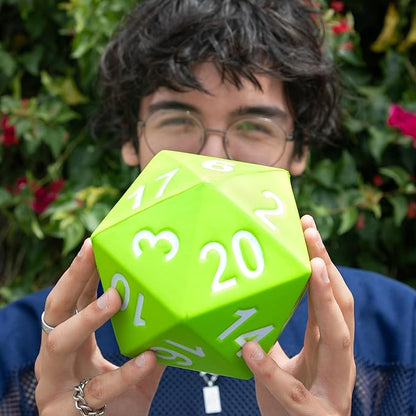 KESS Giant D20 Foam Dice: Oversized 20-Sided Dice for RPG and Collectors - 6 Vibrant Colors, Perfect for Outdoor Fun in Backyard, Pool, Beach. Ages 6+ (Green)