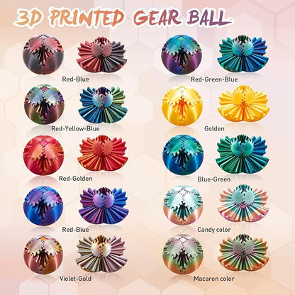 Gear Ball-3D Printed Gear Sphere,3D Printed Spin Ball Cube Fidget Toy,The Steampunk Whirling Wonder Fidget Ball Toy