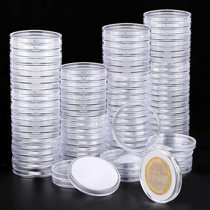Utron 180P Clear Plastic Coin Capsules, Dollar Coin Holder, 40mm Silver Coin Storage for Collectors, Morgan Silver Dollar Coin Holders with Adjustable Gasket (17/20/25/27/30/33/38/40mm)