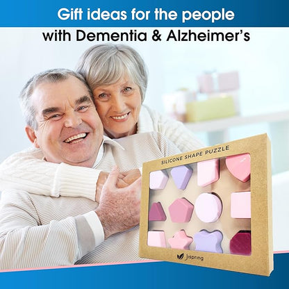 Jispring [100% Silicone] Shape Puzzles for Dementia, Products for Elderly, Cognitive Matching Games, Fidget Sensory Toys for Alzheimers, Dementia Activities for Seniors, Anxiety Relief Tiles