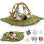 Baby Play Mat & Activity Gym - Tummy Time Mat with 6 Detachable Baby Toys | Oversized Leaf Modern Design Baby Play Gym | Perfect Baby Shower Gifts/Baby Must Haves - Developmental Activities for Baby