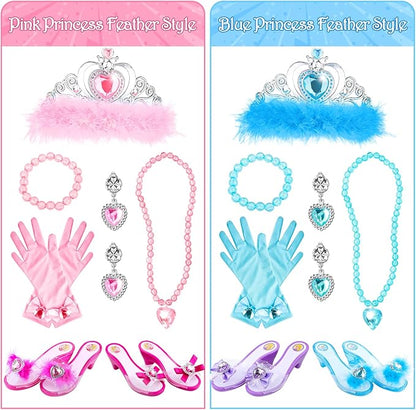 Girls Princess Dress Up Shoes and Jewelry Boutique DISHIO Upgraded Princess Shoes and Accessories with 4 Pair of Princess Play Shoes and Jewelry Set for Toddlers Little Girls Aged 3 4 5 6