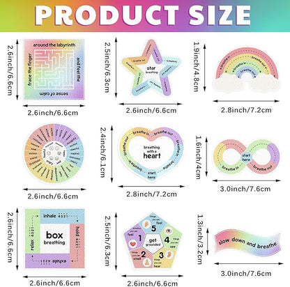 Libima 72 Pieces Anxiety Sensory Stickers Textured Stickers Fidget Mindfulness Sticker School Counselor Supplies Adult Sensory Items Anxiety Relief, 9 Styles(Rainbow Color)