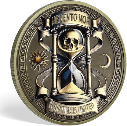 AtSKnSK Memento Mori Coin Momento Mori Coin Skull Coin Stoic Gifts Memento Mori Calendar Living Memento Mori Amor Fati Coin (Memento Mori Coin - 4)