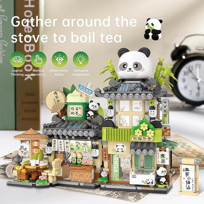 Creative Brick Box Street View-Cute Panda Mini Building Toy Animals Interactive for Kids, Simulation Architecture Toy for Girls and Boys Ages 6+ - Gift Easter, Birthday, Christmas (860 PCS)