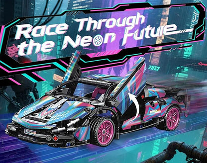 Sosuy Building-Block Race-Car Set, 1:18 Technical Model Kit 586 Pcs DIY Pull-Back Cyberpunk Toy for Boy Girl Kid Age 6+ Year, Birthday Gift for Teen Adult Display, Speed Super Sports Cars Bricks Icons