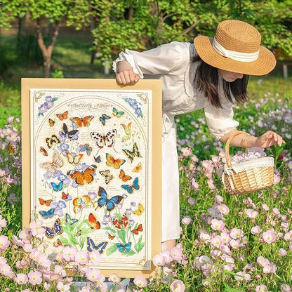 MOMIBOOK Puzzles for Adults 1000 Pieces Jigsaw Puzzles of Butterflies Whisper of Blossom, Pearlescent Butterfly Painting Image Challenging Hard Impossible Puzzle Unique Party Christmas Birthday Gifts