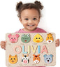 Custom Name Puzzle for Toddlers 1-3, 1 Year Old Girl Gifts, 1st Birthday Gifts Boy, ABC Wooden Puzzle Animals and Alphabet Learning Puzzles Toys for Babies, Preschool Montessori Toys