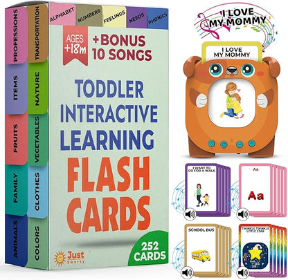 Just Smarty Talking Flash Cards for Toddlers | Alphabet Flash Cards for Kids Ages 2 3 4 5 6 | Speech Therapy and Autism Sensory Toys with Music, Phrases, ABC, Numbers, Sight Words | Pocket Toys