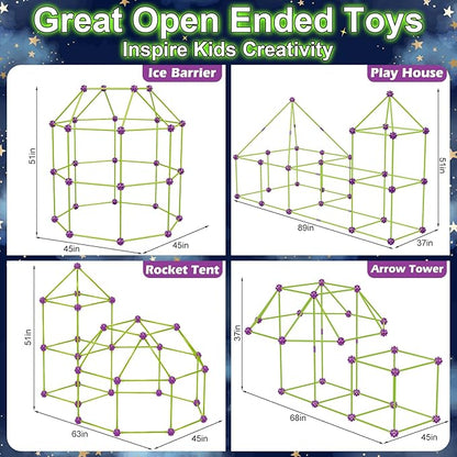 V-Opitos 140 Pack Glow in The Dart Fort Building Kits for Kids Age 4, 5, 6, 7, 8+ Years Old, STEM Building Toys for DIY Castles, Tunnels, Ideal Christmas, Birthday Gifts for Boys & Girls