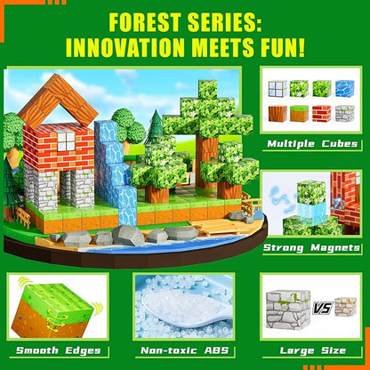 Magnetic Blocks - Build Magnet World Edition, Magnetic Blocks for Kids Ages 3-4, 4-8, Magnetic Toys for Boys & Girls, STEM Montessori Sensory Toys for Toddlers Gifts for 3+ Years Old