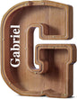 Summidate Customized Name Extra Large Wooden Piggy Bank for Kids Boys Girls Alphabets Letter A-Z Coins Bills Money Change Saving Box Clear Cover (Laser Engraved) Educational Toys 12"- Letter G