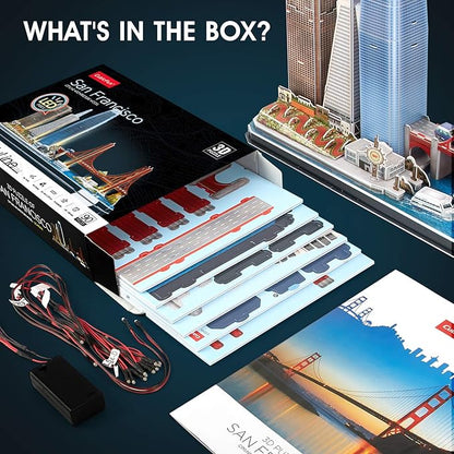 CubicFun 3D Puzzles for Kids Ages 10-14 LED San Francisco Cityline, Arts and Crafts for Kids Ages 8-12 STEM Projects for Kid Age 10-14 Gifts for 8 Year Old Toys for 10 Year Old Girls Architecture