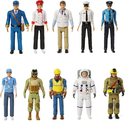 Beverly Hills Doll Collection Sweet Li’l Family Dollhouse Figures - Firefighter, Police Officer, Doctor and More, Set of 10 Action Figure People Doll House Set, Pretend Play for Kids and Toddlers