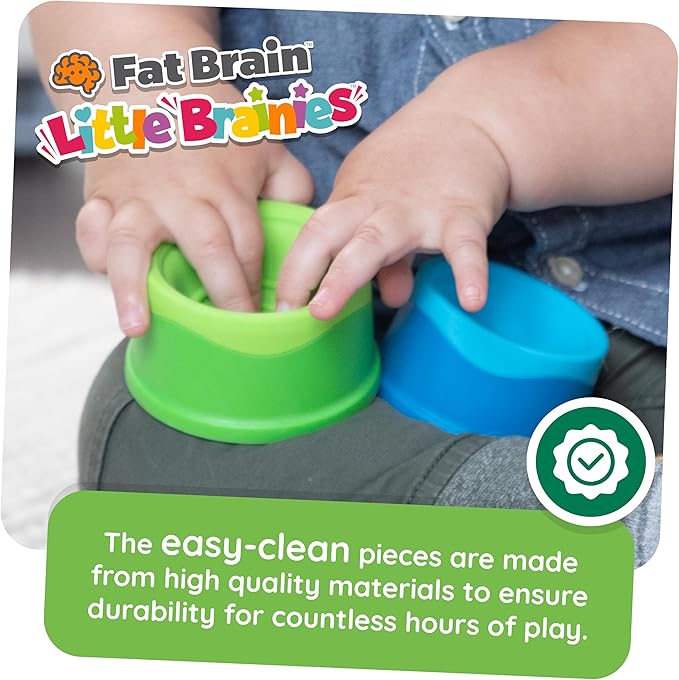Fat Brain Toys Dimpl Stack Popping Stack & Nest Baby Toy, Sensory Toys for Babies 6 Months+, Fidget Toys for Toddlers