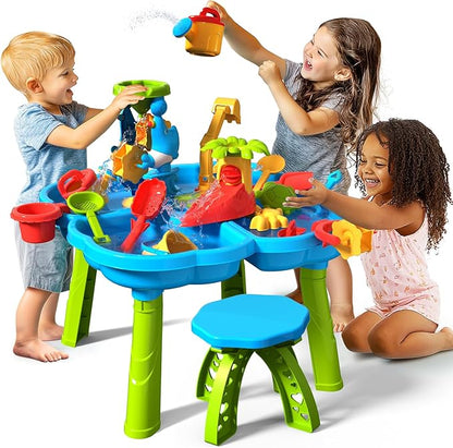 CozyBomB™ Water Table for Toddlers 3-5 | Outdoor Toys Water Play Table, Magnetic Fishing Toy Game, Summer Splash Pond Showers Sand Activity, Sensory Party Birthday Gift Kids Ages 4-8 9-12 (1-Tier)