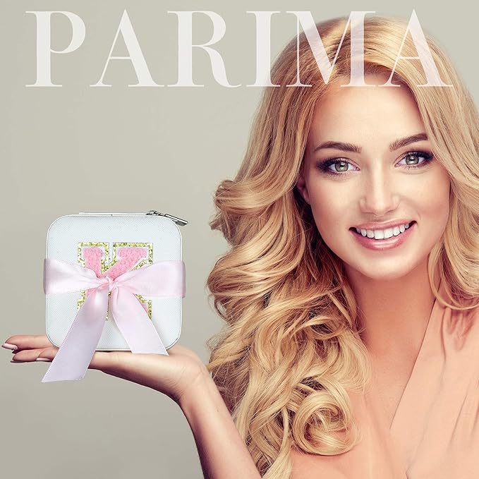 Parima Small Jewelry Box for Girls, Travel Initial Jewelry Boxes for Girls | Small Jewelry Organizer Box | Travel Jewelry Case Organizer | Mini Travel Jewelry Box - Letter I, White