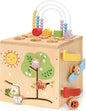 9-in-1 Wooden Activity Cube Baby Busy Board, Montessori Toys for Toddler Play Activity Center, Early Educational Toys with Shape Sorter, Abacus & Gear Toy, Sensory Gifts for Boys Girls