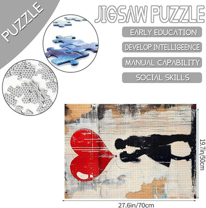 Tucocoo Love Street Art Jigsaw Puzzle 1000 Pieces Puzzles for Adults, Banksy Couple Modern Art Jigsaw Puzzles for Difficult Challenging Family Activity Games DIY Crafts Puzzle for Home Decor Gifts