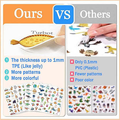 Reusable Sticker Books for Toddlers 1-3, Stickers for Toddlers 2-4 Years, Animal Stickers for Kids, Airplane Travel Essentials for Kids