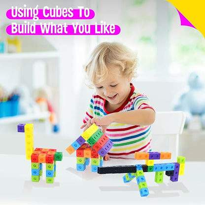 SpriteGru 200PCS Math Linking Cubes, Connecting and Counting Snap Blocks for Early Learning, Educational Toy for Preschool, Kindergarten, Homeschool