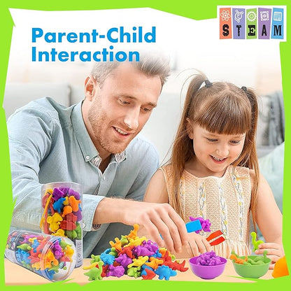 UNIQUE KIDS Counting Educational Learning Toy Set with Sorting Cups - Engaging Sensory Color Classification Training Game for Toddlers Preschoolers Ages 3 Years and Up (Dinosaurs)