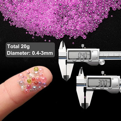 Iridescent Glass Tiny Bubble Beads, 0.4-3mm 10g No Hole Micro Mini Round Magenta Water Droplets Beads - Applications: for Resin Filler, Nail Art, Dollhouse Bath Tub