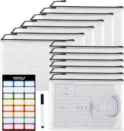 12pcs Mesh Zipper Pouch Bags, A3 Puzzle Bag for Organizing, File Bags Storage Bag, Board Games and Office Supplies