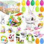 Easter Bunny Building Blocks Set: 12 in 1 Bunny Basket Stuffers Gifts Eggs Fillers Toy for Teen Kids - Cute Party Favors Box Easter Building Toys Sets 12 Eggs Kids Girls