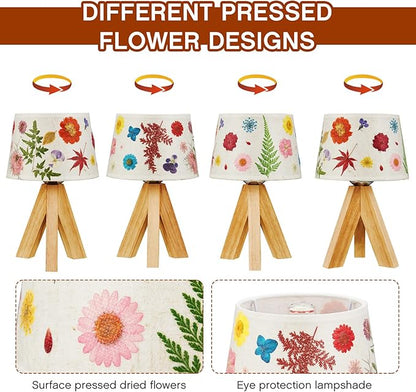 Hortsun Pressed Floral Lamp Bedside Vintage Flower Desk Lamp for Bedroom Living Room, Dorm, Home, Office Decor(1 Pcs,Triangle Style)