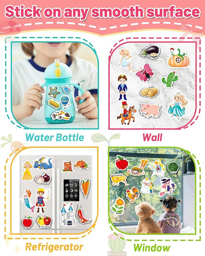 3 Pack Reusable Sticker Book for Toddlers, Toddler Sticker Book for Kids, Toddler Activities Crafts Preschool Learning Travel Birthday Gifts for Boys Girls - Farm, Fairy Tale and Season