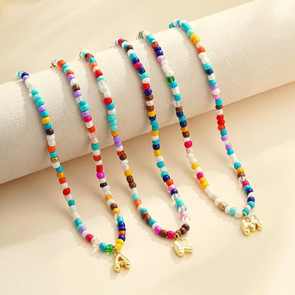 Colorful Initial Necklace for Girls Kids Women, Dainty 18K Gold Plated Bubble Initial Letter Necklace Teen Girls Gifts Trendy Stuff Birthday Gifts for 5 6 7 8 9 10 Yearl Old Girl