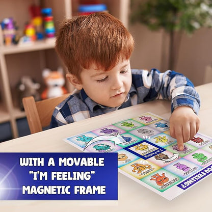 Magnet Feelings Chart for Kids and Toddlers-with Laminated Coat for Extra Protection Feelings Poster for Classroom,Therapy or Home - Emotions Poster Attach to Metal Surfaces, Fridge,Lockers and Doors