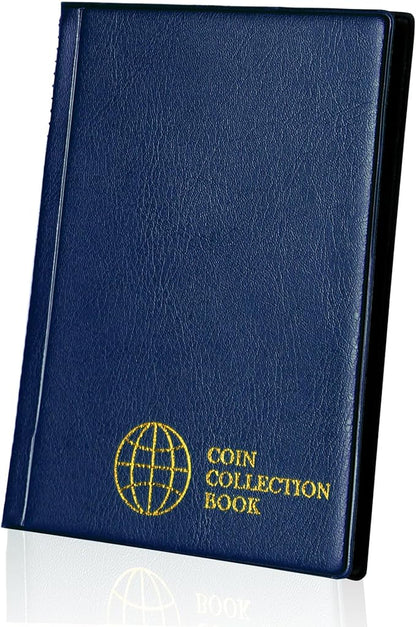 Coin Collection Album 120 Pockets - 3x3cm/1.2x1.2 inch Coin Holder Book Coin Storage Album Money Penny Pocket for Collectors Blue CS0112BL