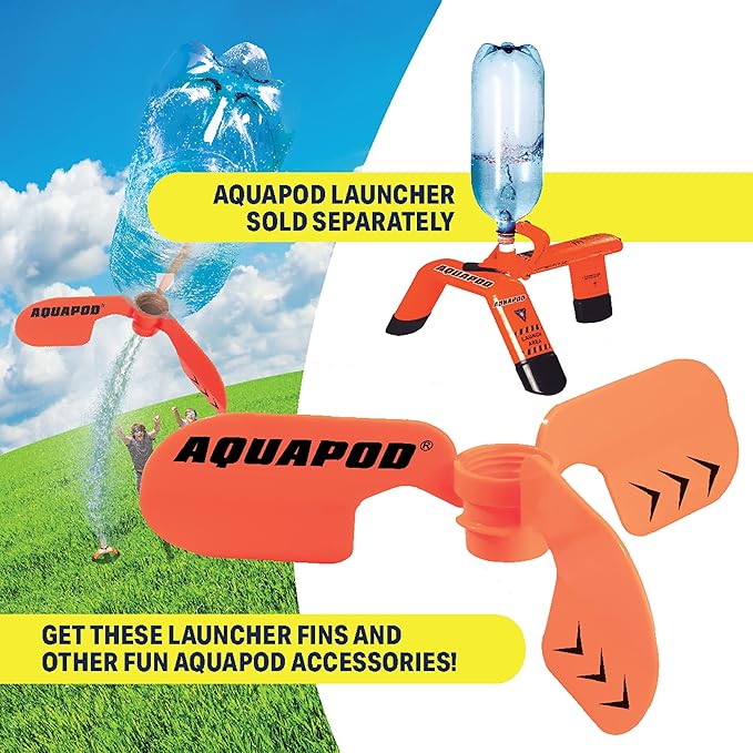 Screw on Curved Water Rocket Fins (2 pk)- Compatible with any 2 Liter Bottles - Makes Bottle Spiral in Air & Helicopter to Ground - Fun Outdoor Science Toy - Accessory to Water Rocket Launcher