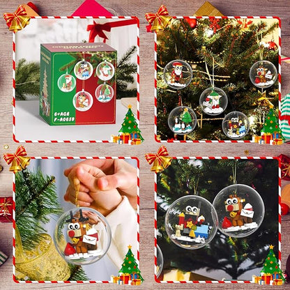 Christmas Tree Ornaments Building Blocks Christmas, 2025 Christmas Decorations Ball Toys Included Santa Reindeer Nutcracker Gnome Penguin, Xmas Ornaments for Indoor Outdoor 5packs