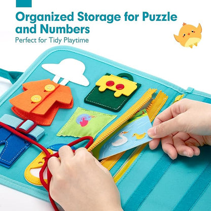 hahaland Busy Board for Toddlers Girls Montessori Toys for 3+ Year Old Farm Animals Preschool Learning Activities Toddler Travel Toys for 3+