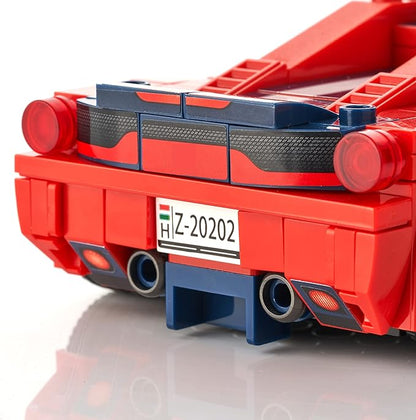 Block Builder Ferrari F8 Racing Car Building Block Set (306 Pieces). Racing Car Building Blocks for Kids and Adults