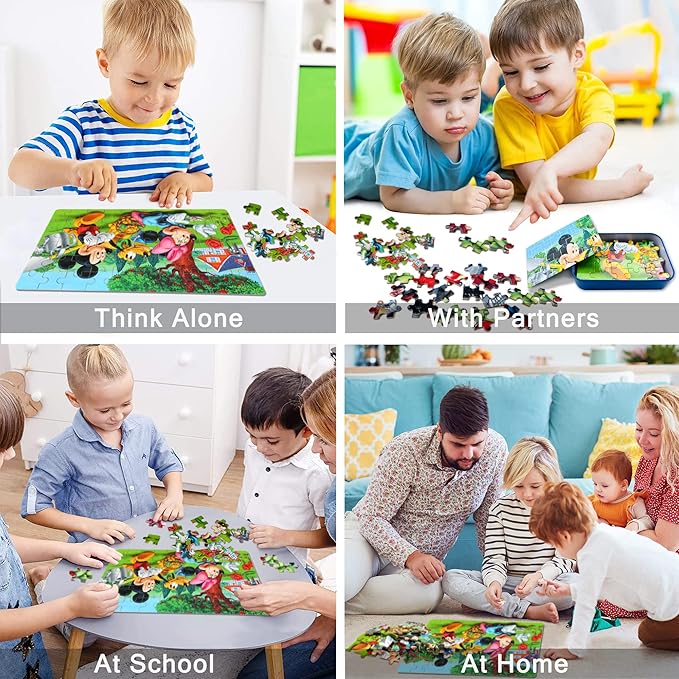 LELEMON Puzzles for Kids Ages 4-6, 60 Piece Puzzles for Kids Ages 3-5 in a Metal Box, Educational Jigsaw Puzzles Childrens Puzzle Games Puzzle Toys for Girls and Boys