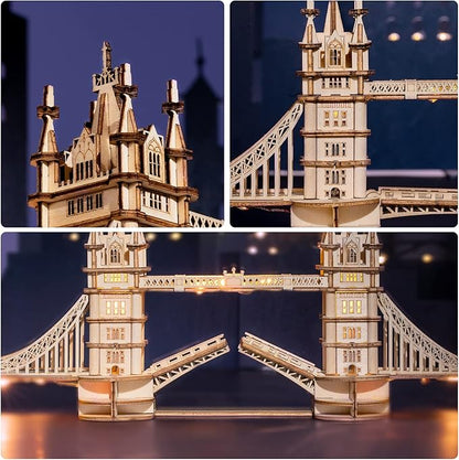 Rowood 3D Puzzles for Adults,DIY Wooden Model Kits for Adults to Build,Birthday London Tower Bridge