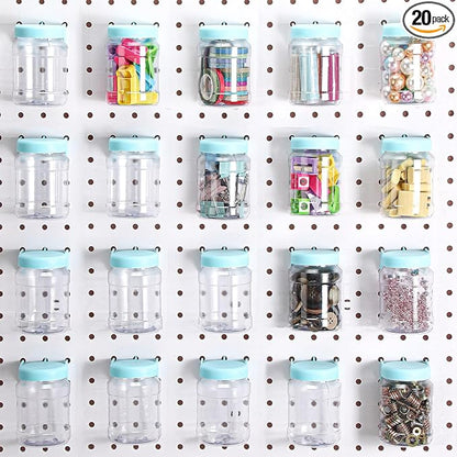 Unittype 20 Set Pegboard Organizer Accessories Peg Boards Jars with Lids Plastic Pegboards Bins Storage Containers Clear Peg Board Wall Organizer for Garage Sewing Office Home Supplies(Light Green)