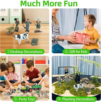 46Pcs Farm Toys, Tractor Toy w/Lights & Sound, Animals Toys for 3 4 5 6 7 8+ Year Old Toddler Girls Boys Kid, Figures Farmer Vehicle Truck Fence Playset Educational Learning Toys