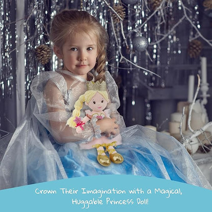 June Garden 12" Soft Baby Princess Doll Stella - Stuffed Cuddly Princess Plush Gifts for Toddler Girls - White Dress