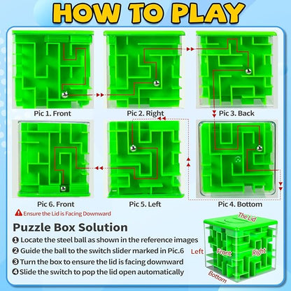 YongnKids 6-Piece Money Maze Plastic Puzzle Boxes, Portable 3D Brain Teasers Game, Educational Toy for Kids & Adults - Challenging Sphere Puzzle, Gifts for Game Lovers, Party Favors
